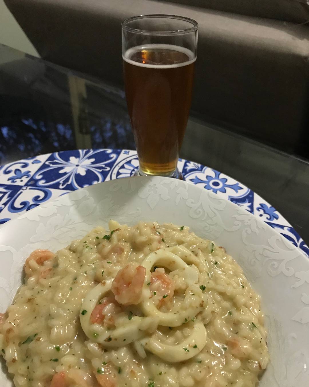 Risoto de camarão e lula